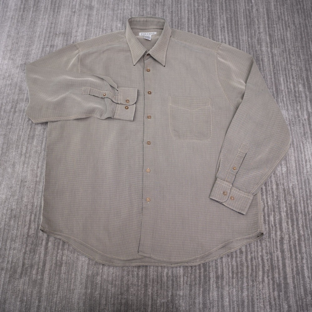 Feldini Button Up Shirt Mens XL Gray Excellent Textured Long Sleeve Rayon